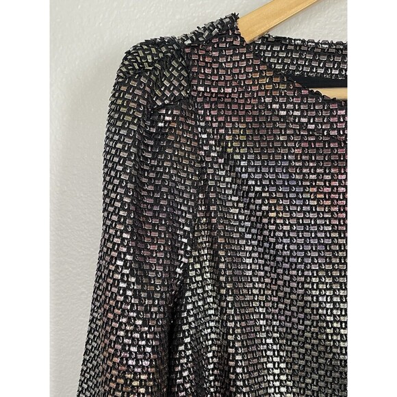 Free People Diamonds Are Forever Irridescent Metallic Puff Sleeve Mini Dress S - Picture 15 of 15